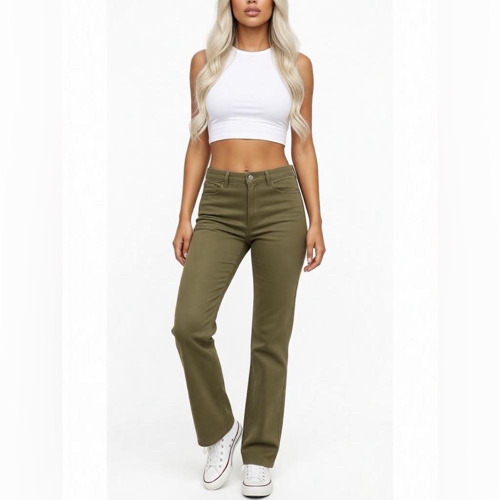 Lucky Brand Olive Straight Leg Jeans Size 10 Long Mid Rise 30